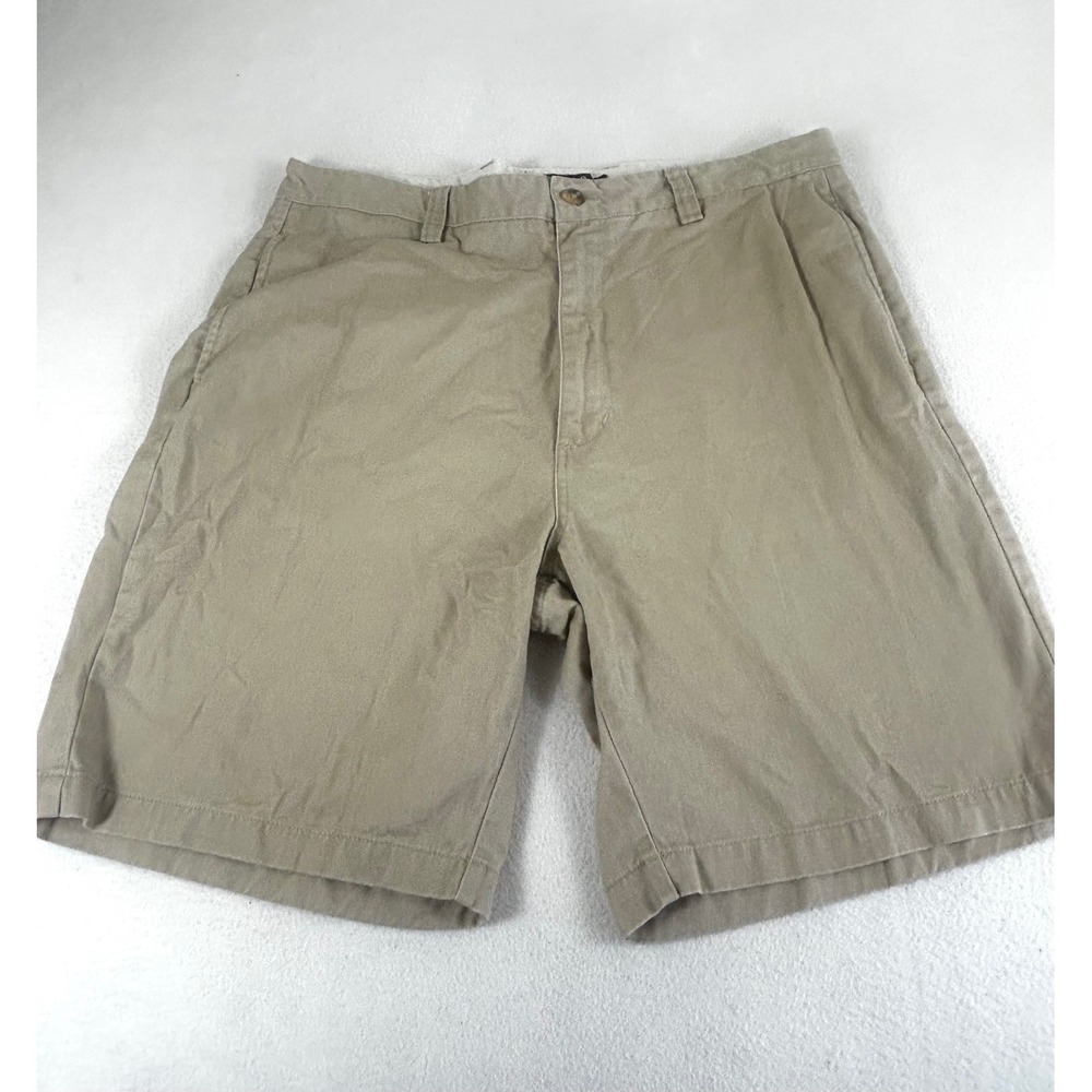 Chaps Mens Tan Cotton Chino Shorts Size 36 Flat Front Casual Twill Summer